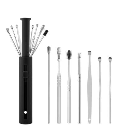 GUANLI 7pcs/Set Ear Wax Pickers Steel Earpick Wax Remover Ear Clean Spoon Piercing Earwax Curette Toolear Kit Care Cleaner