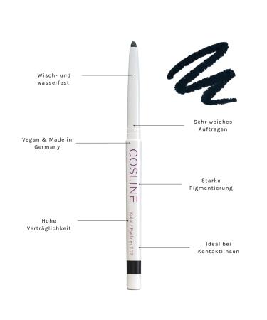 Cosline Kajal & Eyeliner No. 101 - Black | Waterproof Vegan Soft Application High Pigmentation | Made in Germany - International Shipping Available - Buy Online on GoSupps.com