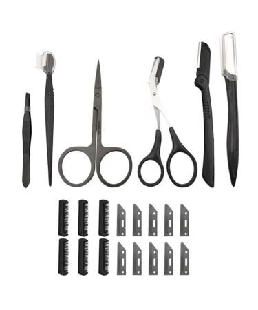 FRCOLOR Beauty Makeup & Eyebrow Tools Set - 2 Facial Razors for Women | Brow Trimmer & Grooming Kit | Black - Perfect Eyebrow Shaver & Face Razor - Buy Online on GoSupps.com