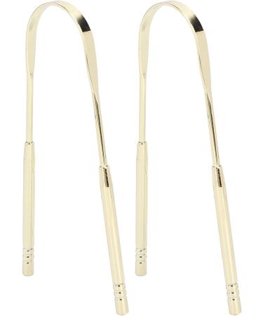 Pack of 2 Gold Stainless Steel U-Shaped Tongue Scrapers | Premium Oral Care & Hygiene Tongue Cleaner - Buy Online on GoSupps.com