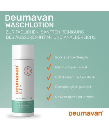 Deumavan Intimate Wash Lotion Neutral 200 ml - Gentle Cleansing for Sensitive Skin - pH Balanced & Hypoallergenic - International Shipping Available - Buy Online on GoSupps.com