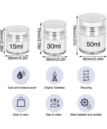 EBKCQ Airless Pump Cream Dispenser 3 Jars with Airless Pump 30ml/30g Refillable Airless Lotion Jar Pump Dispenser Cosmetic Container for Cream Serum Travel - Buy Online on GoSupps.com