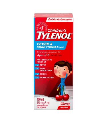Tylenol Children's Liquid for Fever and Pain Relief 100 ml (Pack of 1) Cherry Liquid for Fever