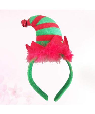 Lurrose Christmas Headband Elf Hat Hair Hoop Cute Bell Hairband Elves Party Hats with Jingle Bells Feather for Santa Party Carnival Costume - Buy Online on GoSupps.com