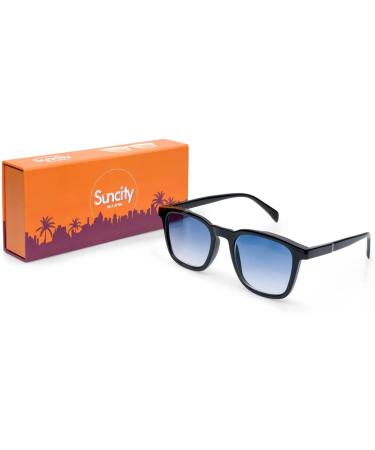 Buy Contacta Suncity Sunglasses & Reading Glasses for Men & Women - Rectangular Black Blue Lenses +3.50 Diopters - Lightweight 30g - International Shipping Available - Buy Online on GoSupps.com
