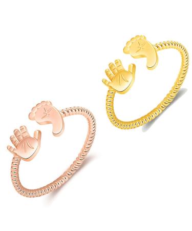 For mothers-you will make a wonderful mom baby shawl and foot ring adjustable open gold baby foot and hand rings conspicuous mother rings for women and girls (2PCs)