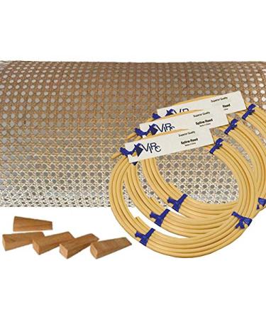 Pressed Cane Webbing Kit 1/2 Fine Open Mesh with splines  Wedges and Instructions
