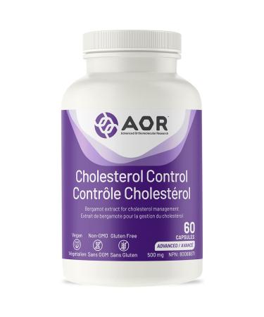 AOR - Cholesterol Control 60 Caps - Citrus Bergamot Supplement for High Cholesterol Health - Anti Inflammatory Blood Vessel Lower Triglycerides and Cardio Heart Health Supplement - Bergamot Extract