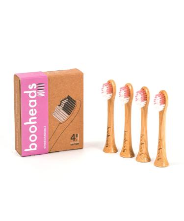 booheads - Bamboo Electric Toothbrush Heads | Biodegradable Eco-Friendly Sustainable Recyclable | Compatible with Sonicare Pink Edition