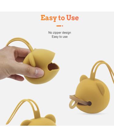 Airfish BPA-Free Baby Bear Pacifier Box - Silicone Travel Holder for Girls - Stylish Yellow Storage Solution - Buy Online on GoSupps.com