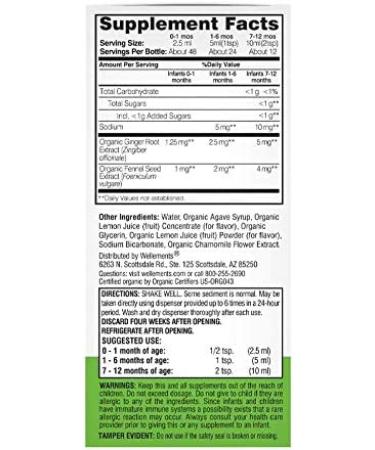 Wellements Organic Gripe Water  4 Fl Oz  Eases Baby's Stomach Discomfort and Gas  Free From Dyes  Parabens  Preservatives Gripe Water-1 Pack - Buy Online on GoSupps.com