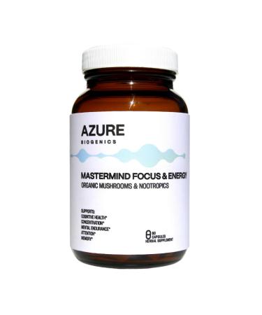 Organic Mushrooms & Nootropics Focus & Energy Formula - Lion s Mane Cordyceps Ginkgo & Rhodiola - Supports Mental Clarity Attention Memory Energy and Stamina* - 60 Capsules 525 MG