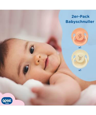 Wee Baby 2-Pack Natural Rubber Pacifier | BPA-Free Pink & Cream Pacifiers for Newborns 0-6 Months | Air Hole Design to Prevent Irritation - Buy Online on GoSupps.com