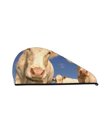 Cows Cattles Microfiber Hair Towel Soft Super Absorbent Hair Towel Wrap for Women Coral Velvet Quick Dry Hair Cap for Long Curly and Thick Hair