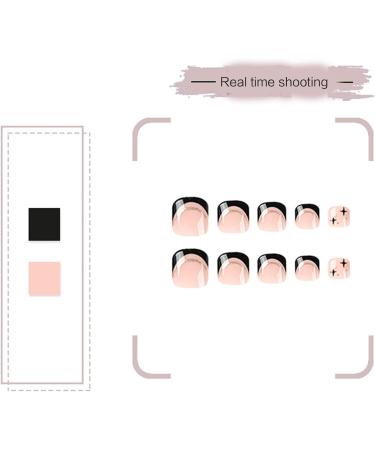 Short False Toenails Press On Toenails-Shiny Artificial Toenails French Full Cover Toe Nails Nails Supplies Decor Black Full Cover False Toenails Artificial Toenails French Press On Toenails - Buy Online on GoSupps.com