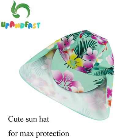 UPF 50+ Baby Girls' Green Flower Swimsuit with Snap Bottom | UPF 50+ Sun Protection | 6-9 Months - Buy Online on GoSupps.com