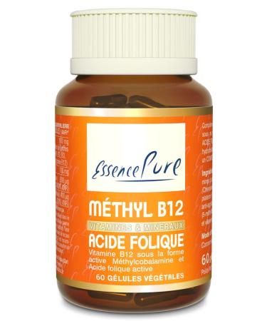 Vitamin B12 Vegan 500mcg Pure Essence | Methylcobalamin B12 and Active Folic Acid | 60 Vegan Capsules | Api-Nature