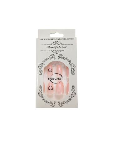 Rosa Heart False Nails | 24pcs Glossy Medium Coffin Press On Nails for Women & Girls - Perfect for Parties & Salons - Buy Online on GoSupps.com