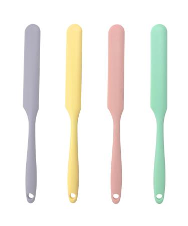 4-Piece Non-Stick Wax Spatulas Set Silicone Waxing Applicators for Hair Removal Home Salon Body Use (Pink Yellow Purple Green)