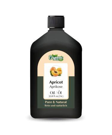 ORGANIC ZING Organic Zing Apricot Oil (Prunus armeniaca) - Pure and natural carrier oil for skin care hair care and massage - 1000 ml
