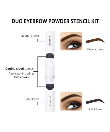 Dual-Color Eyebrow Stamp Stencil Kit | 10 Reusable Stencils Waterproof Powder - Natural & Dark Brown - Buy Online on GoSupps.com