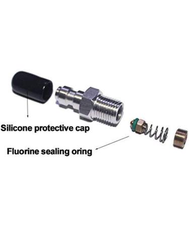 Stainless Steel Paintball Air Gun Quick Plug Connector - M8x1 Silver Check Valve Adapter - Buy Online on GoSupps.com