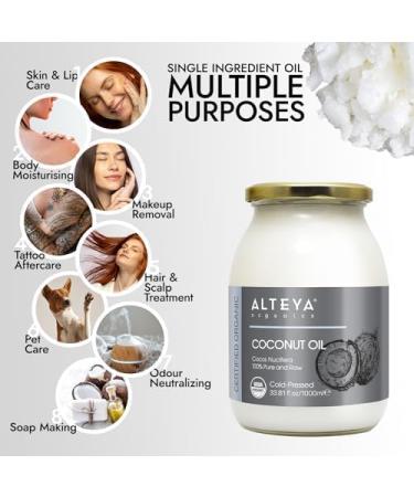 Alteya Organic Extra Virgin Coconut Oil 1000ml - 100% USDA Certified Organic Pure Natural Extra Virgin Coconut Oil (Cocos Nucifera) - Buy Online on GoSupps.com