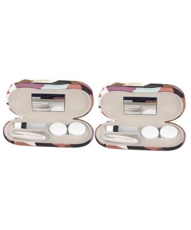 Homsfou 2 sentences glasses case with double usage purpose contact lens container container for contact lenses pine trainer storage box flocked cloth double -sided travel