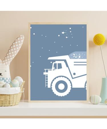 Waschilkind Construction Vehicles Poster Set - 8 A4 Posters for Kids' Room | Excavators Cranes Trucks & More in Blue & Green - Perfect for Baby & Boys D cor | Unframed - Buy Online on GoSupps.com