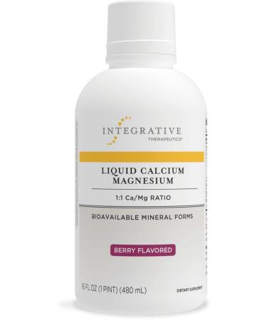 Integrative Therapeutics Liquid Calcium Magnesium - 1:1 Ca to Mg Ratio - with Vitamin D3 - Supplement for Men and Women - Berry Flavor - Gluten Free - 16 fl oz