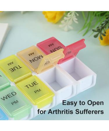 Detachable Weekly Pill Box Organizer - 7 Day 2 Times a Day - 14 Compartments - Travel Pill Holder for Vitamins and Medication - Rainbow B - Buy Online on GoSupps.com