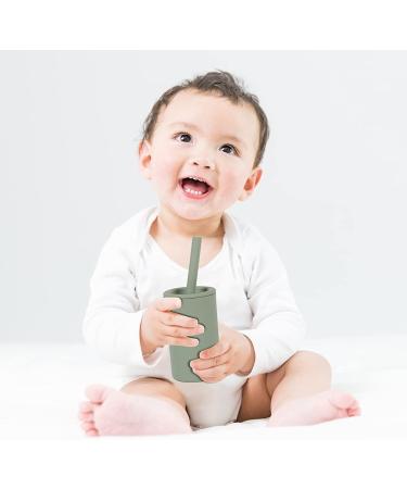 Topgomes Toddler Straw Cup | Food Grade Silicone Sippy Cup for Baby 6 Months+ | Includes Straw Brush | BPA Free | 7.1oz (Dark Grey) - Buy Online on GoSupps.com
