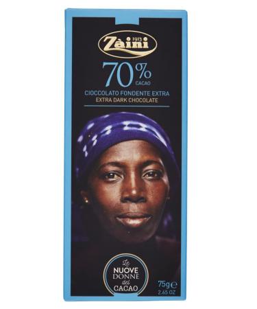 Zaini Extra Noir Dark Chocolate Bar Bars Chocolat Fonc 70% Cocoa 75g