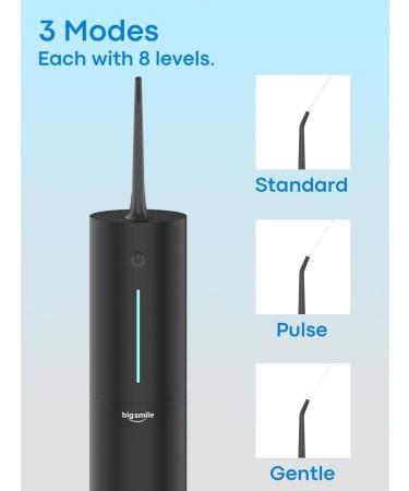 Bigsmile Black Mini Water Flosser - Cordless Oral Irrigator for Kids Travel & Sensitive Gums - Dentist Recommended - Buy Online on GoSupps.com