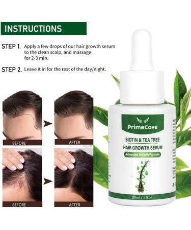PrimeCove - Biotin & Tea Tree Hair Growth Serum (30ml) | Stimulate Growth Reduce Graying & Nourish Roots | Advanced & Natural Formula - Buy Online on GoSupps.com