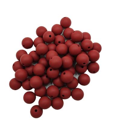 50pcs Maroon Color Silicone Round Beads Sensory 15mm Silicone Pearl Bead Bulk Mom Necklace DIY Jewelry Making Decoration