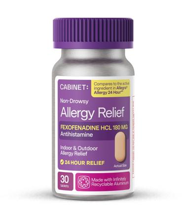 Cabinet: Fexofenadine Hcl 180mg Allergy Relief Tablets | Non-Drowsy Antihistamine for Indoor & Outdoor (Aluminum - 30 Count) 30 Count (Pack of 1)