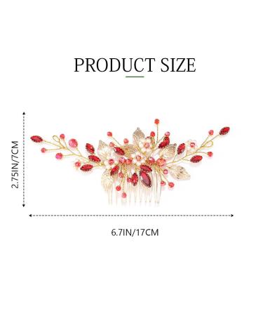 Zoestar Bridal Wedding Hair Comb - Red Flower Pearl Crystal Leaf Headpiece for Brides & Girls - Buy Online on GoSupps.com
