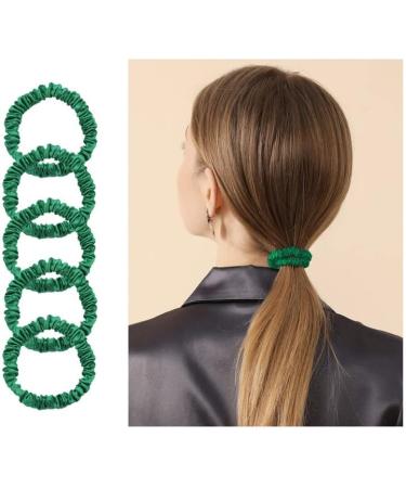 Townssilk Silk Skinnie Hair Bobbles - 100% Pure Mulberry Silk | 22 Momme | Hair Friendly Luxury Elastic | Green - Pack of 5 - Buy Online on GoSupps.com