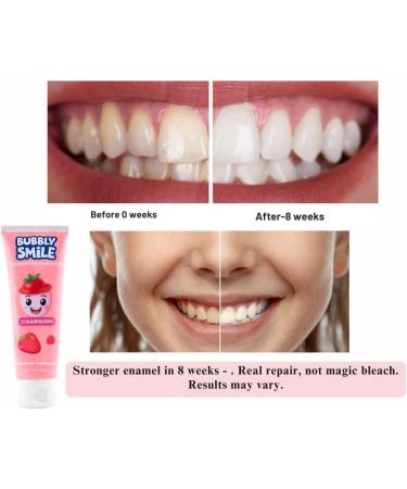 Bubbly Smile Kids Toothpaste | Fluoride-Free & Safe to Swallow | Nano Hydroxyapatite Strengthens Enamel | Glycerin Free | Natural Strawberry Flavor - Buy Online on GoSupps.com