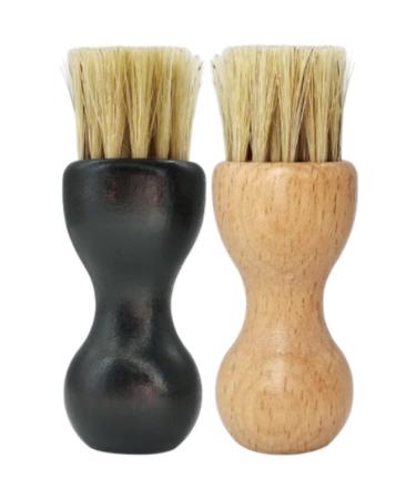 2 Pieces Shoe Polish Applicator Brushes Shoe Brush Wooden Handle Strong Bristles Pig Hair Brush for Shoes Care