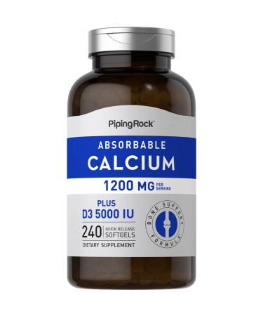 Piping Rock Calcium 1200 mg with Vitamin D3 | 240 Softgels | Absorbable Calcium Supplement | Bone Support Formula | Non-GMO Gluten Free