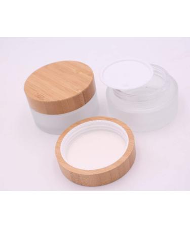VASANA 100g/100ml/3.4oz Frosted Glass Cosmetic Cream Jar Bottle Refillable Glass Face Cream Pot Cosmetics Container With Bamboo lids and Inner Liners For Travel DIY Sample Eyeshadow Essential Oils - Buy Online on GoSupps.com