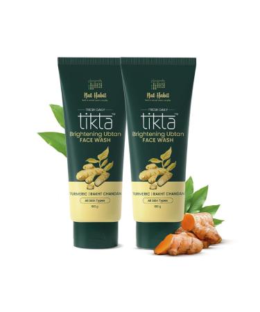 Nat Habit Ubtan Face Wash Fresh Daily Tikta For Men & Women Skin Brightening With Activated Wild Turmeric Suitable For All Skin Types Chemical & Sulphate Free (Pack of 2 X 100g)