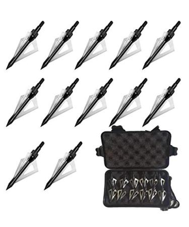 Hunting Broadheads, 3 Blades Archery Broadheads 100 Grain Screw-in Arrow Tips Compatible with Crossbow and Compound Bow(12 Pack) black