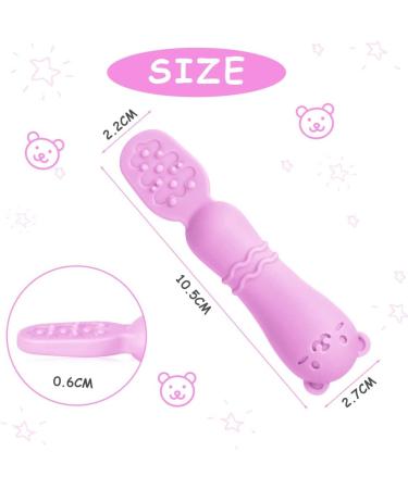 Vicloon Baby Fork and Spoon Set - 2Pcs Silicone Weaning Spoon for Self Feeding - Easy Grip Toddler Cutlery Kit in Purple - Buy Online on GoSupps.com