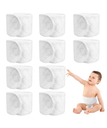 DOERDO 10Pcs Baby Belly Band Newborn Essentials Umbilical Cord Navel Belt Cotton Umbilical Protective Bands  White