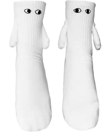 ERICAT Couple Holding Hands Sock 3D Magnetic Suction Doll | Mid Tube Unisex Funny Cute Funny Socks | White - Buy Online on GoSupps.com