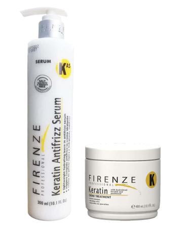Firenze Professional Keratin Antifrizz Bundle - Keratin Antifrizz Leave-in Serum and Keratin Mask Treatment Pack with Free Red Gift Bag 3.37 Fl Oz (Pack of 3)