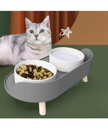 No-Spill Elevated Ceramic Cat Food Bowls | Adjustable Heights | Anti Vomiting Pet Bowl | Dark Gray | 16 oz Capacity - Buy Online on GoSupps.com